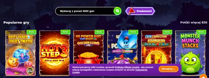 Wazamba Casino Online – lobby gier: wyszukiwarka, Producenci i popularne sloty